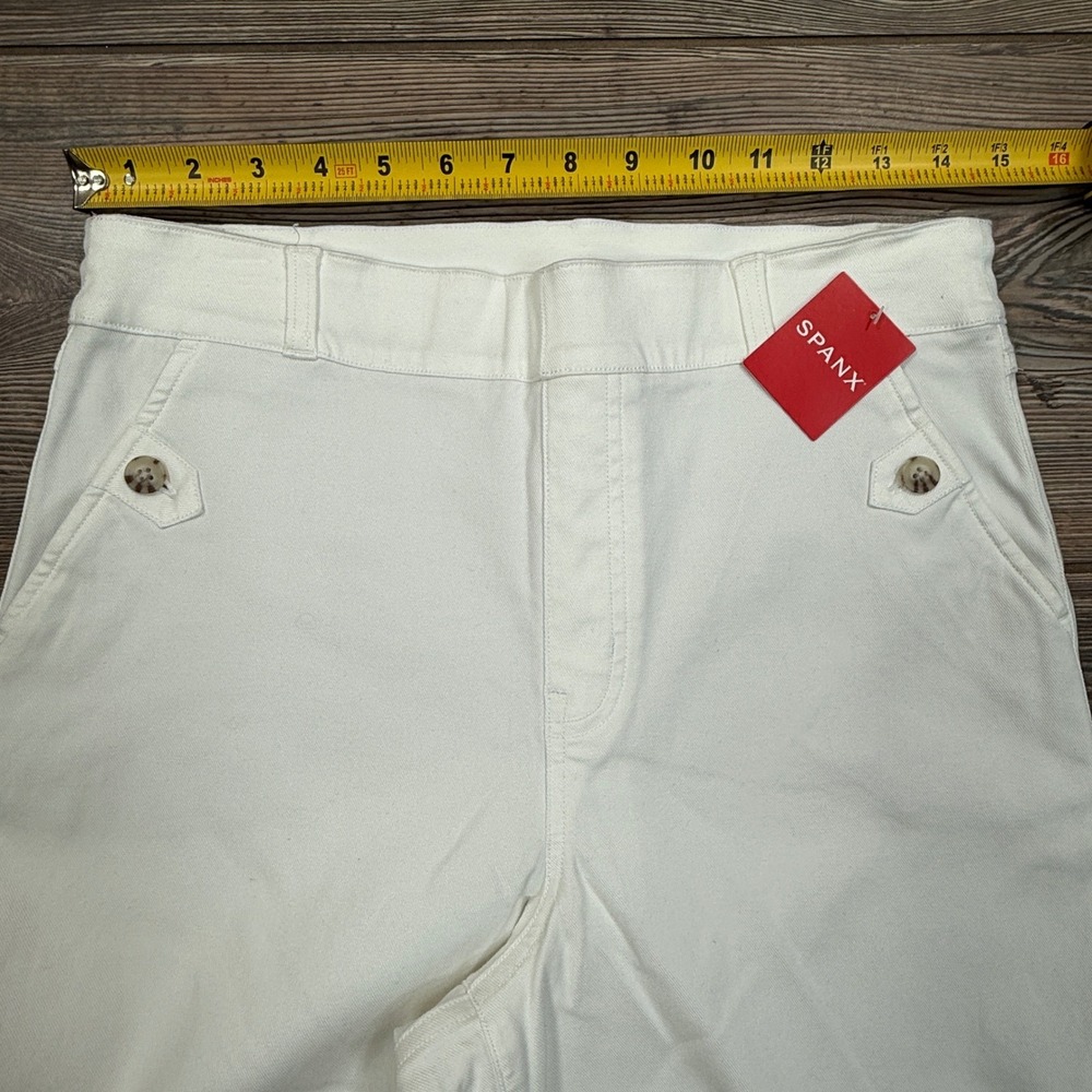 Spanx Womens Stretch Twill Cropped Wide Leg Pants LARGE Bright White 20312R NEW - Picture 5 of 10